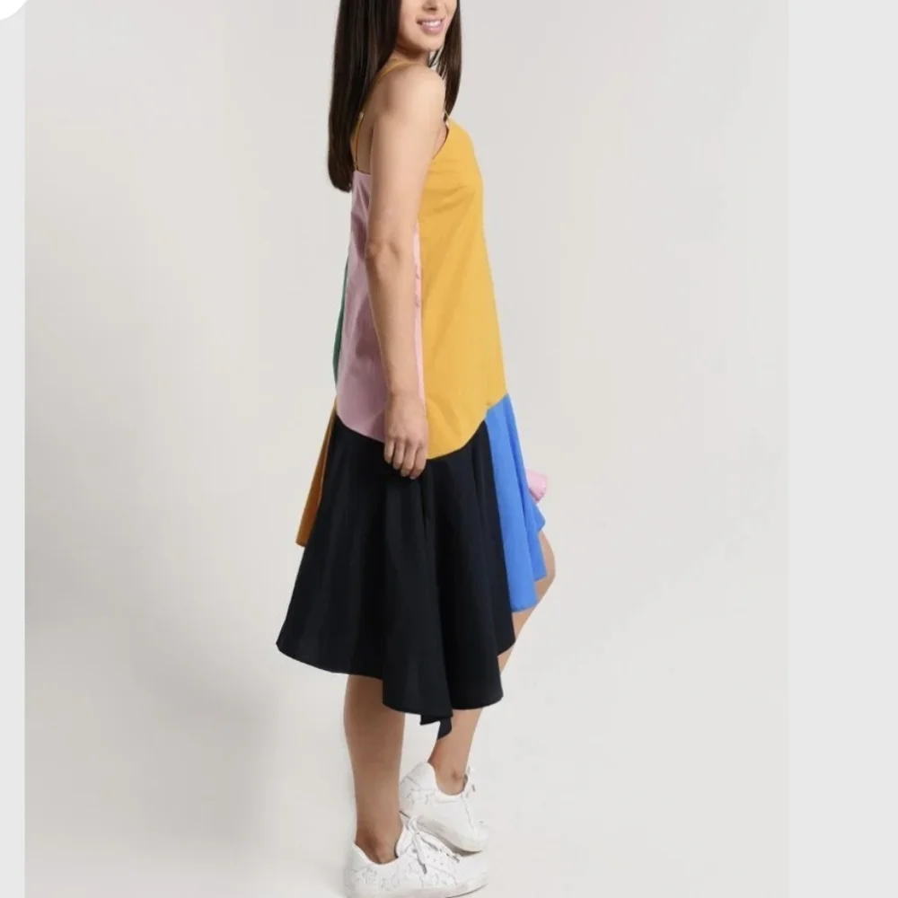 English Factory Slip Mini Dress Asymetrical  Colorblock S - Picture 2 of 8